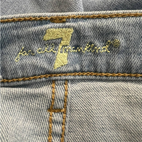 7 For All Mankind Girls Ankle Skinny Jeans Size 25 w/Pink Metallic Fringe - Picture 4 of 8